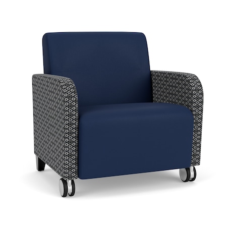 Lesro Siena Wide Guest Chair w/ Front Casters, Black Legs, MD Ink Back, MD Ink Seat, RS Echo Panels SN1201